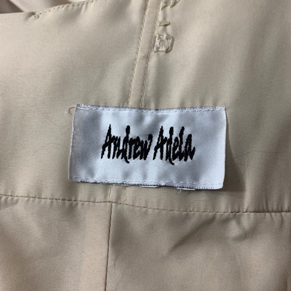 Andrew Adela Beige Sheath Ruffle Strapless Gown - Picture 8 of 16